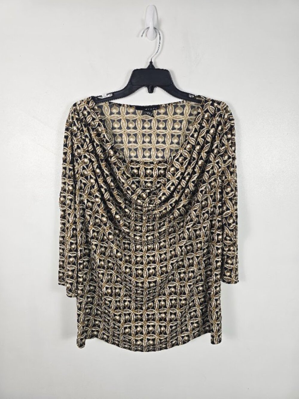 Plus Size Chain Print Drape Neck Blouse 2X
